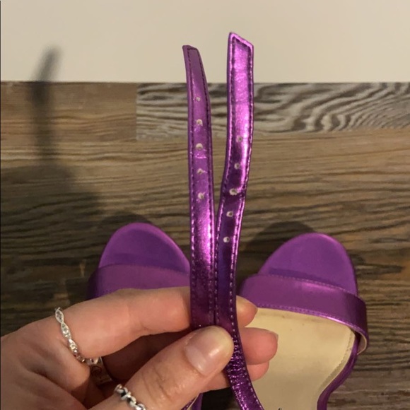 Nine West Metallic Purple Ankle Strap Heels - Picture 8 of 8